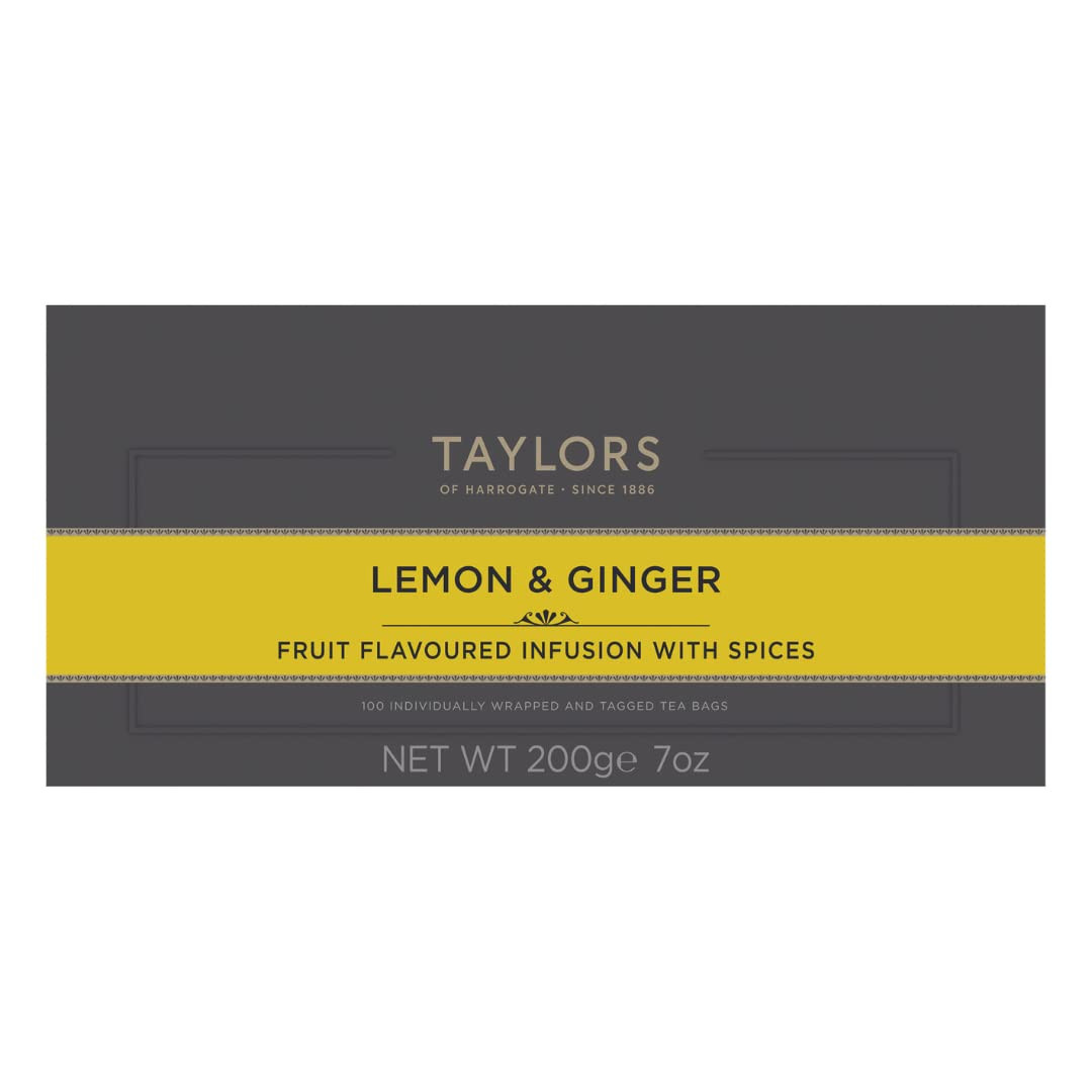 Lemon & Ginger, Herbal Tea, Individually Wrapped Bags, 100 Count (Pack of 1), Cl