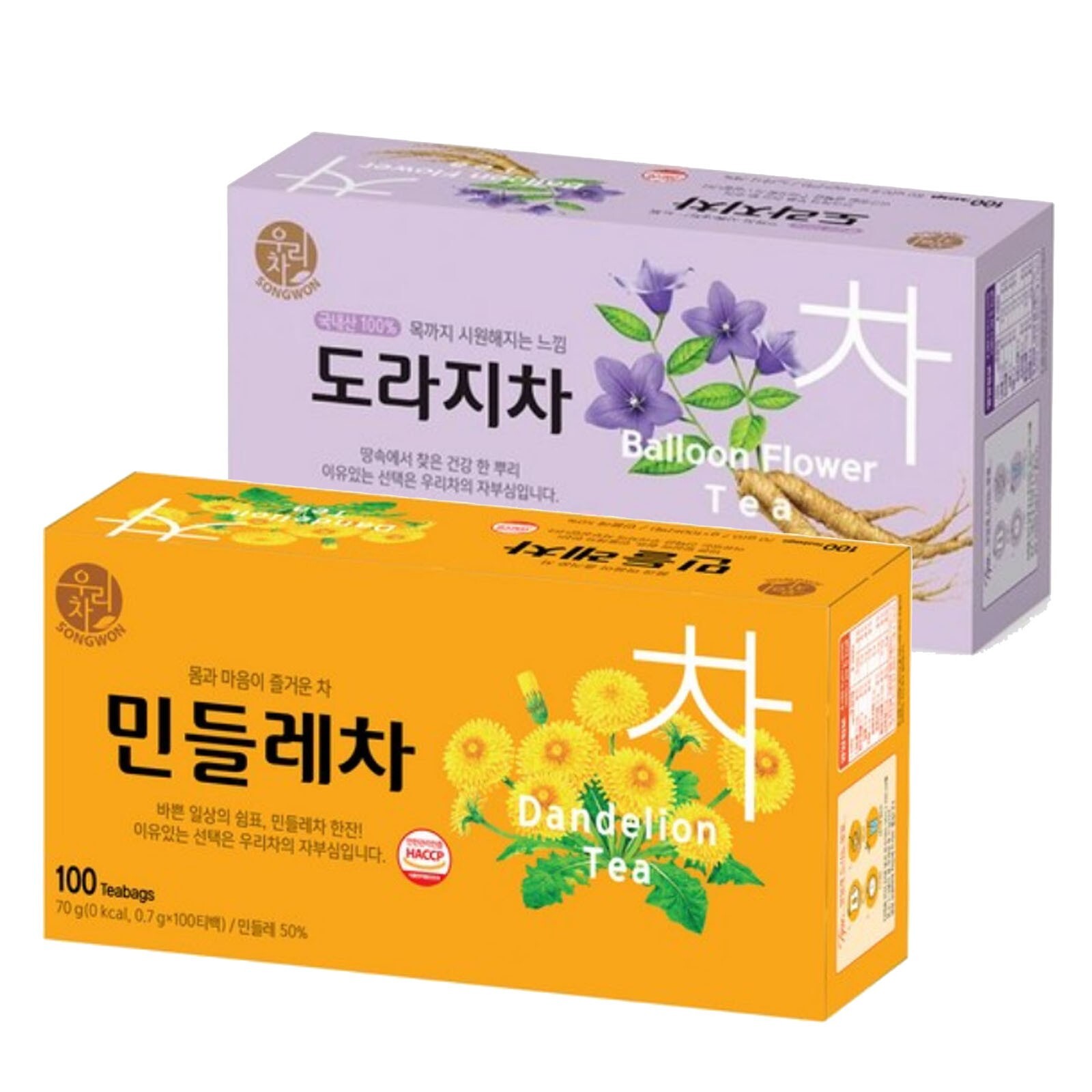 Korean Songwon Balloon flower + Dandelion Tea 200 Tea bag Free Shipping