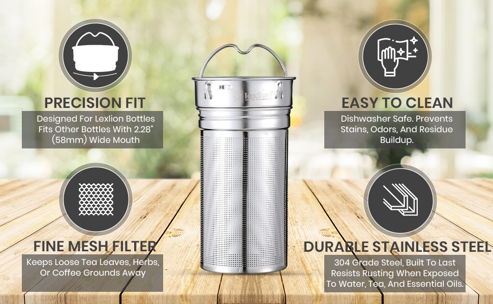 Lexlion Water Bottle Tea Infuser for Loose Leaf Brewing – Reusable & Portable