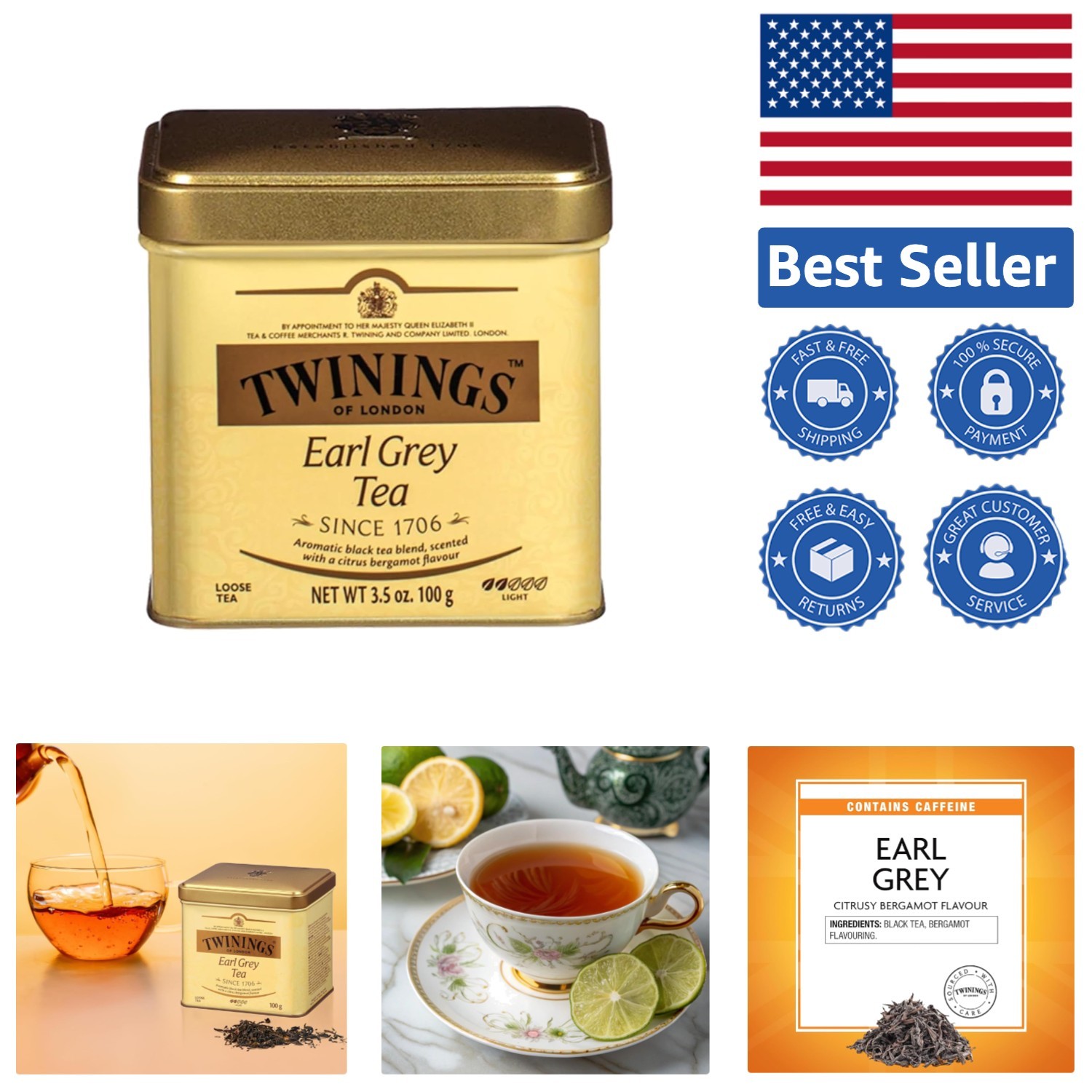 3.53 Ounce Earl Grey Tea – Flavored Black Tea Tin, Perfect for Relaxing Moments
