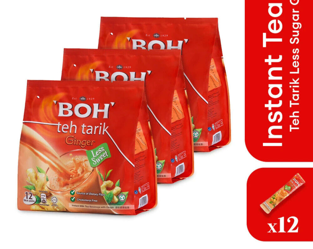 “BOH” 3 IN 1 INSTANT TEA|TEH TARIK LESS SUGAR| 26g X 12 STICKS| MALAYSIA PRODUCT