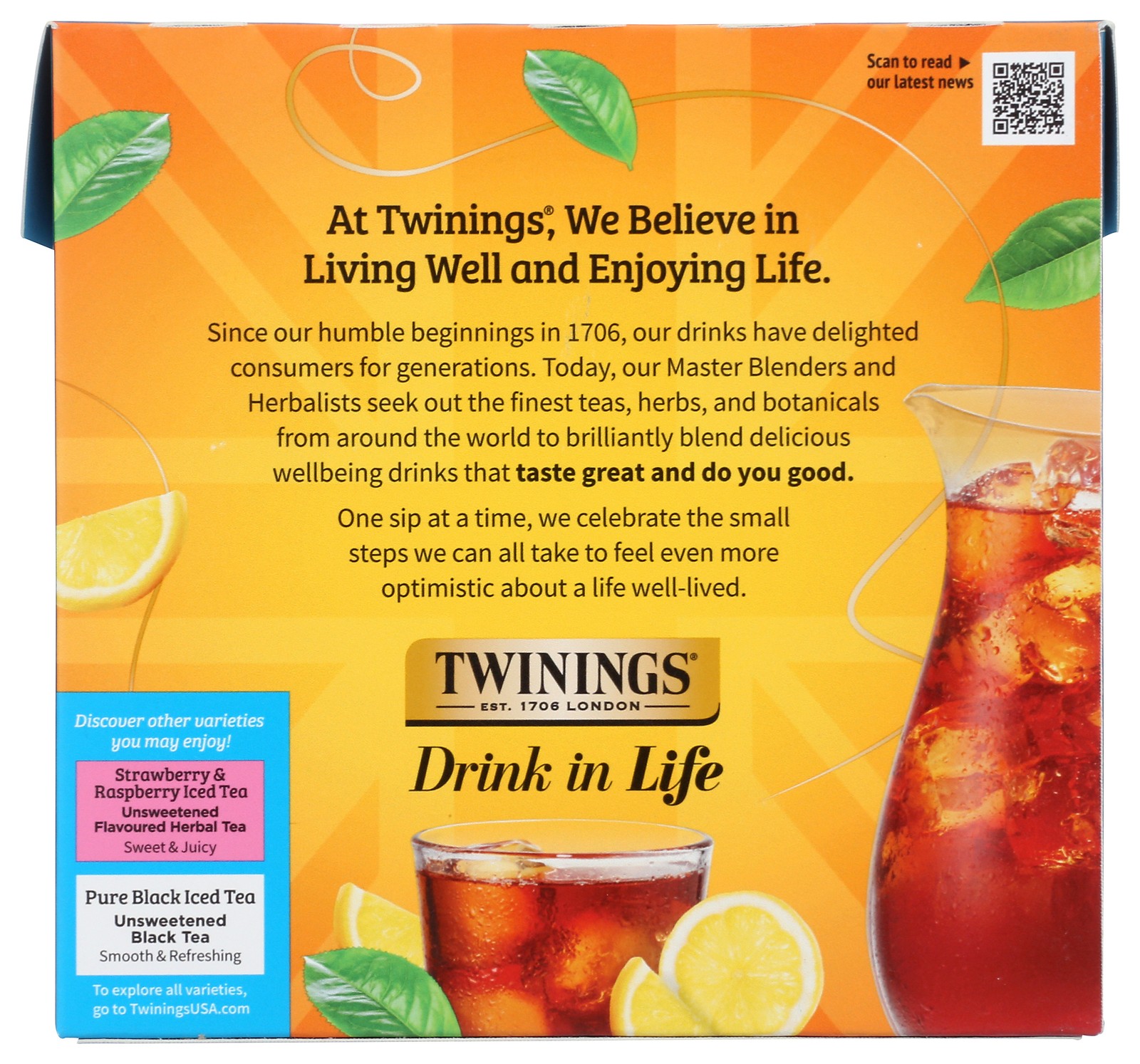 Twinings Unsweetened Black Tea Lemon Iced 72 Bags 6.35 Oz 180 G 6 Pack
