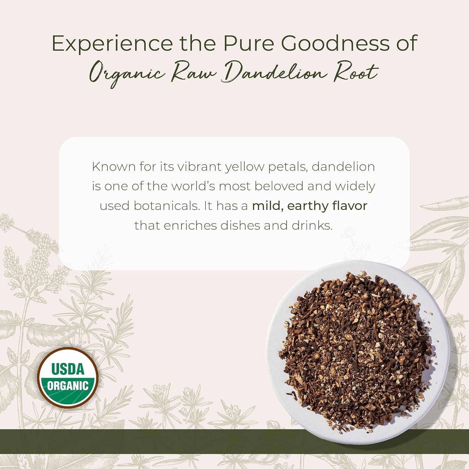 Starwest Botanicals Organic Raw Dandelion Root – Loose Leaf Herbal Tea, Cut