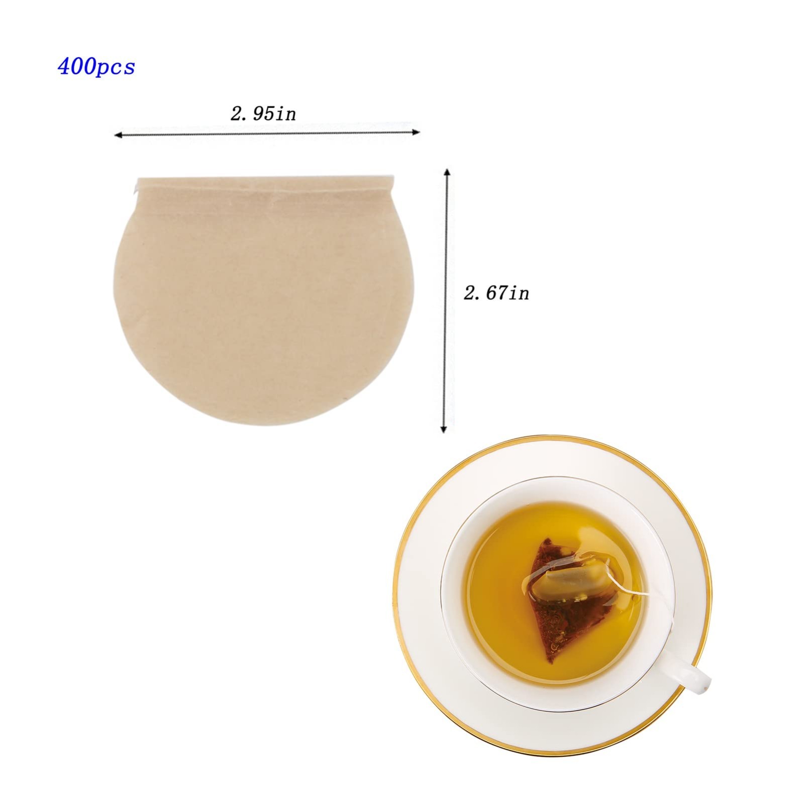 400pcs Disposable Loose Leaf Tea Bags – Unbleached Round Filter Bags for Tea, Co