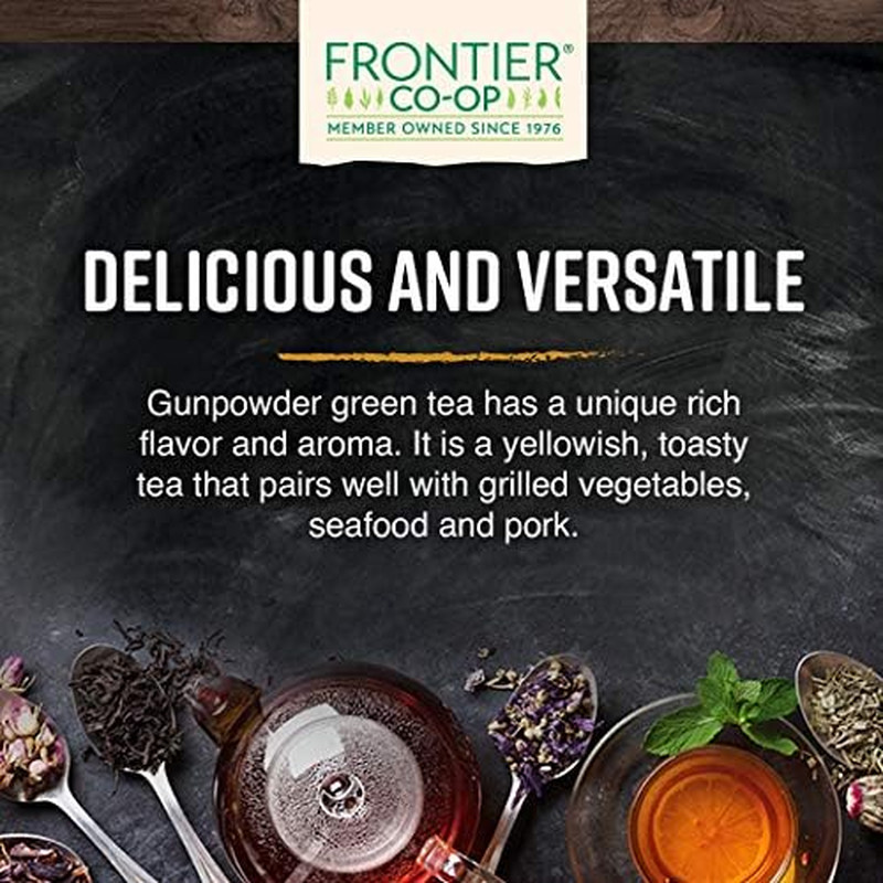 Frontier Co-Op Organic Gunpowder Green Tea Leaves, 1-Pound Bulk, Smokey Green Te