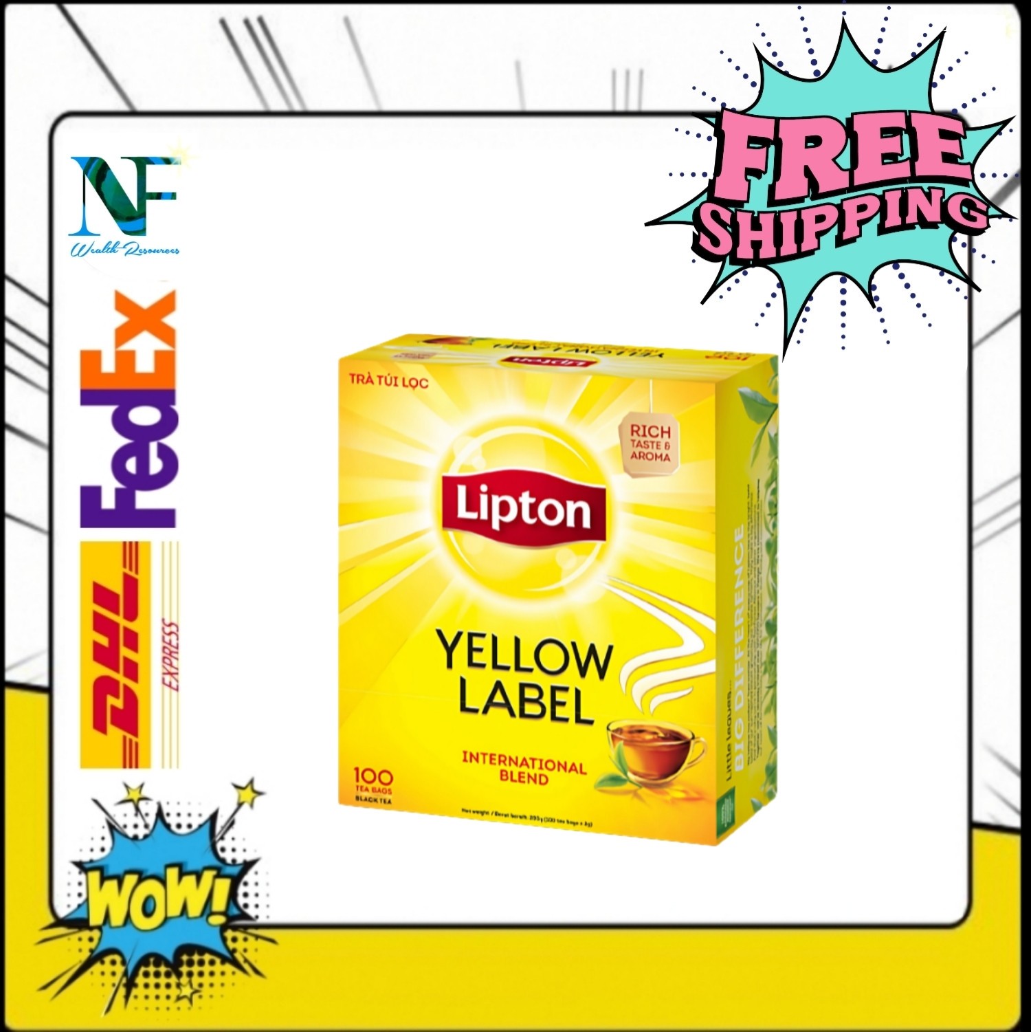 2x 100 x 2g Lipton Black Tea Blend Yellow Label Bags America’s Favorite Tea