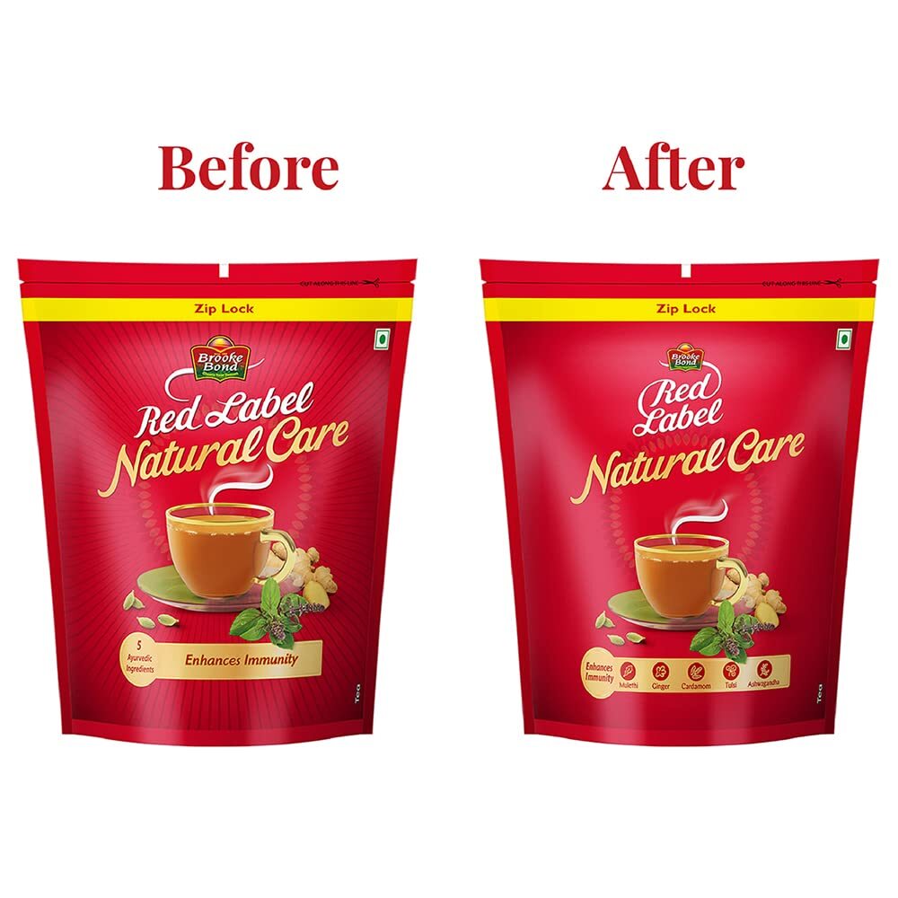 Brooke Bond Red Label Natural Care Tea Made with Immunity- 5 Ayurvedic Herbs