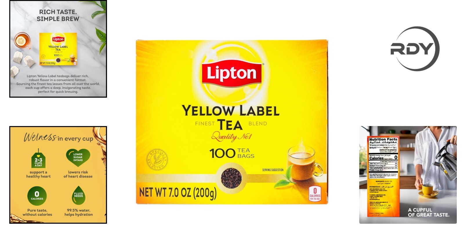 Convenient 200g Pack of Yellow Label Black Tea Bags – Perfect for All Occasions
