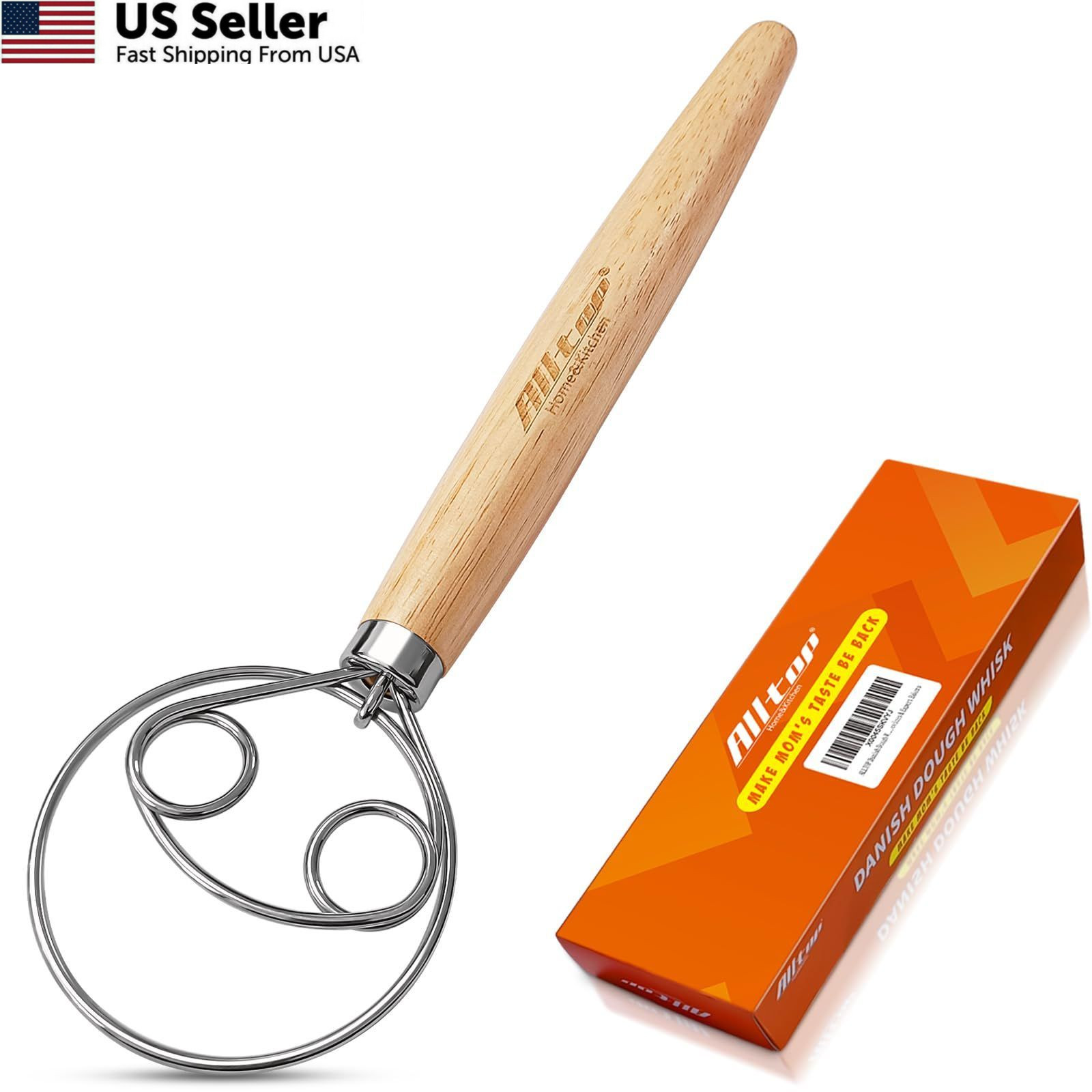 ALLTOP Stainless Steel Danish Dough Whisk Dutch Mixer Sourdough Bread Making Too
