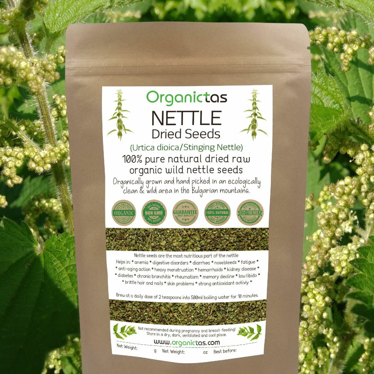 Organic STINGING NETTLE SEEDS Tea Loose Wild Harvest Bulgaria Urtica Dioica