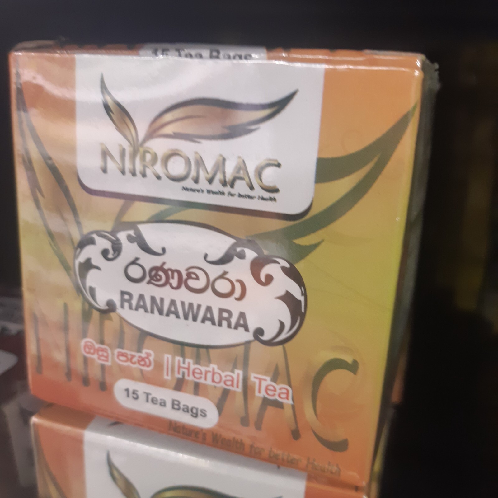 100% Natural Herbals Niromac Pure Organic Vegetarian Ranawara 15 Tea Bags