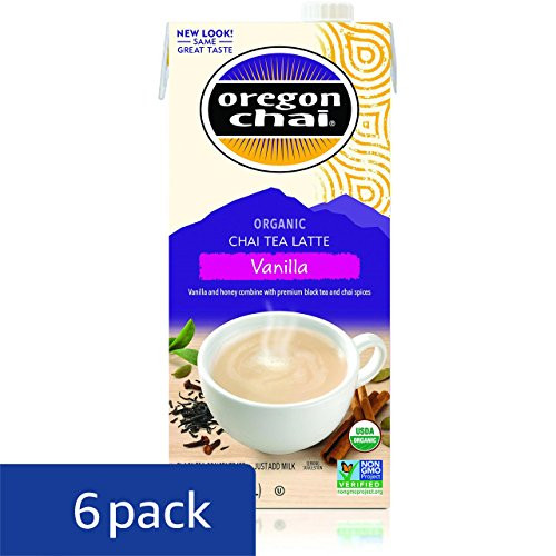 Oregon Chai Vanilla Chai Tea Latte Concentrate 32-Ounce Boxes Pack of 6, Liquid