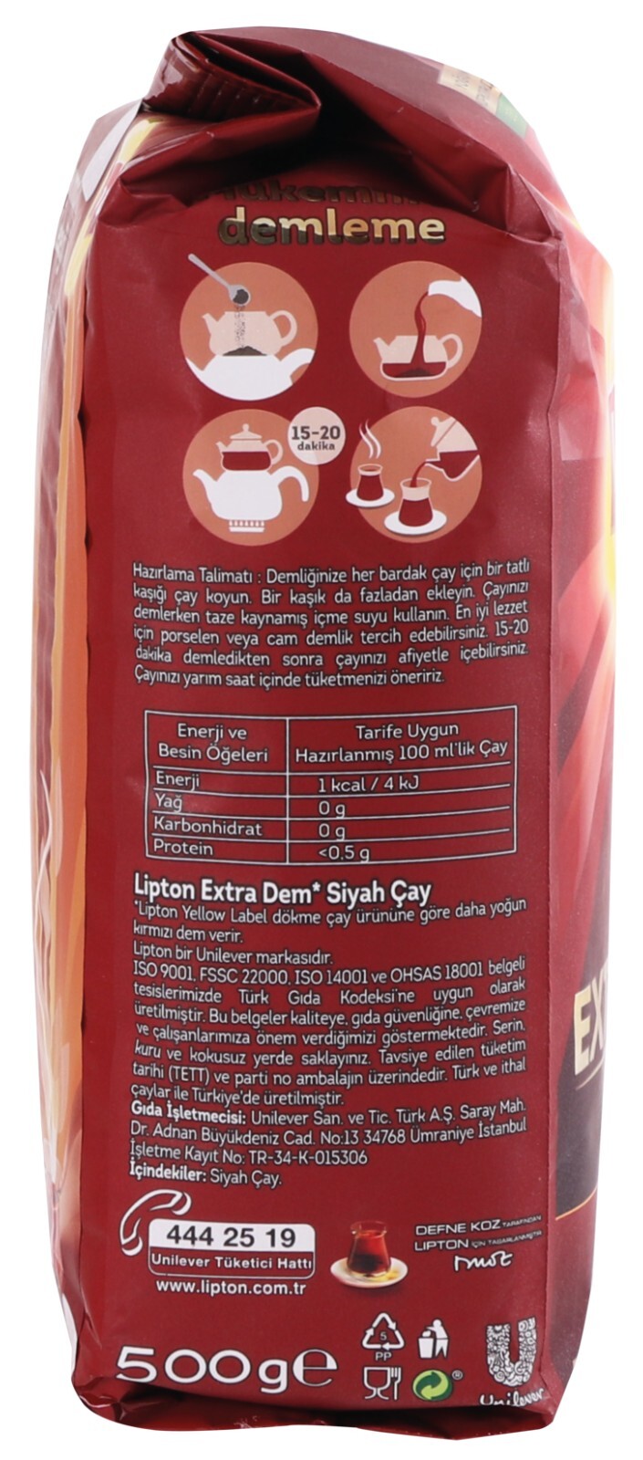 Lipton Extra Brew Loose-Leaf Black Tea (Extra Dem Siyah Çay)500gr Turkish tea