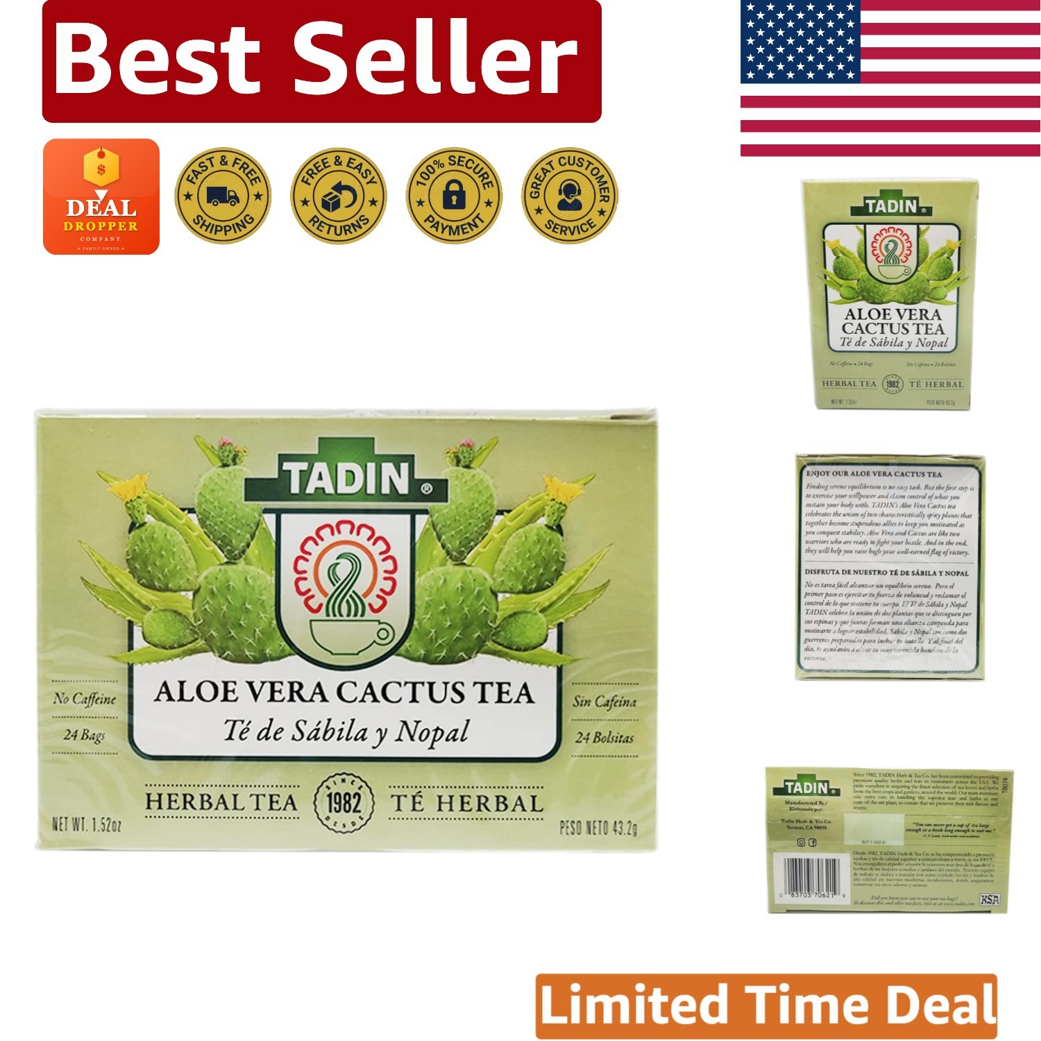Refreshing Aloe Vera with Cactus Herbal Tea – 24 Count Bags for Wellness