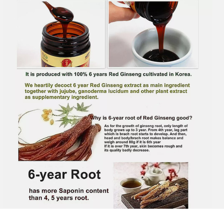 Korean 6 Years Red Ginseng Extract 365, Saponin, Panax 240g x 1eared ginseng tea