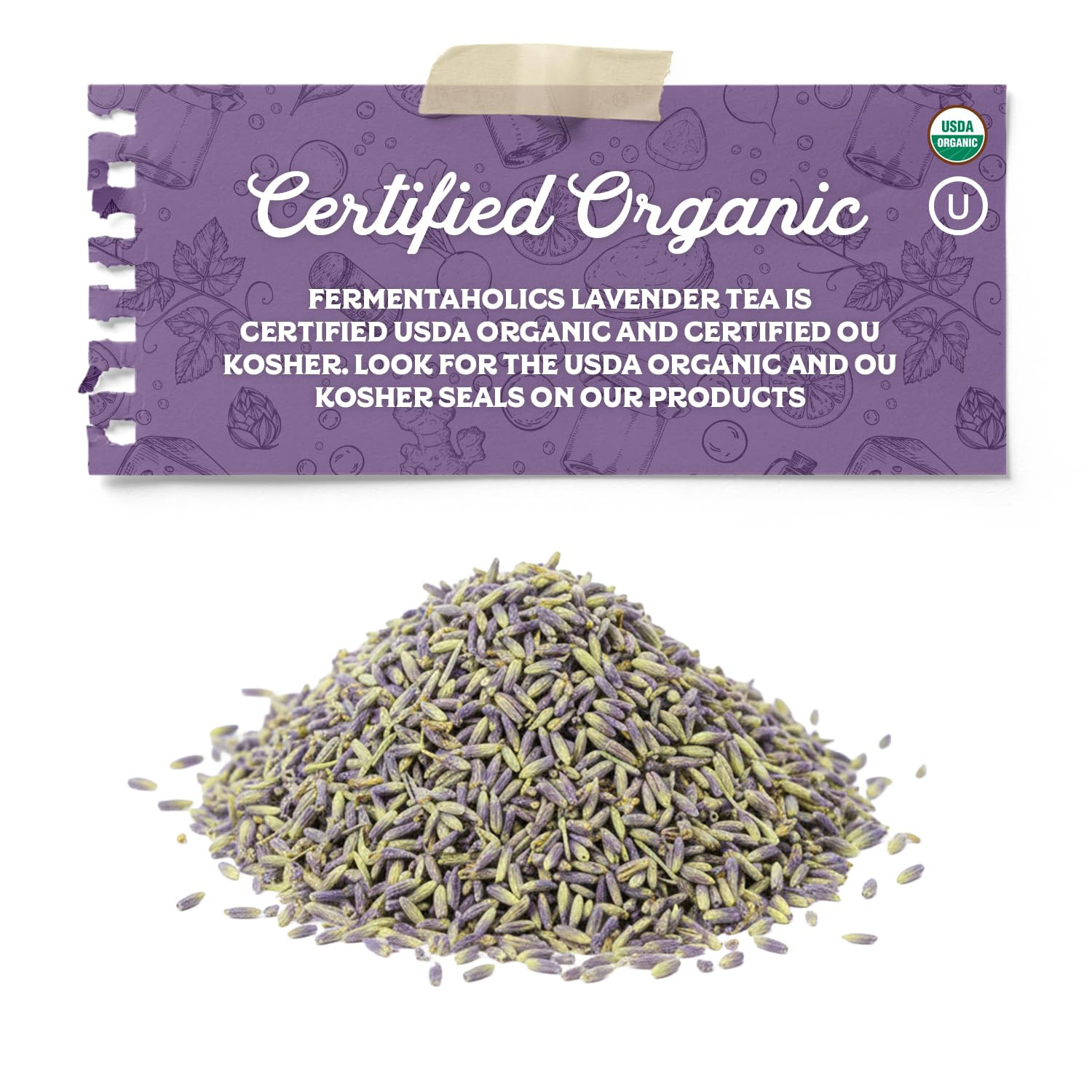 Fermentaholics Lavender Petals Tea – 2 Oz – USDA Certified Organic Loose Leaf –