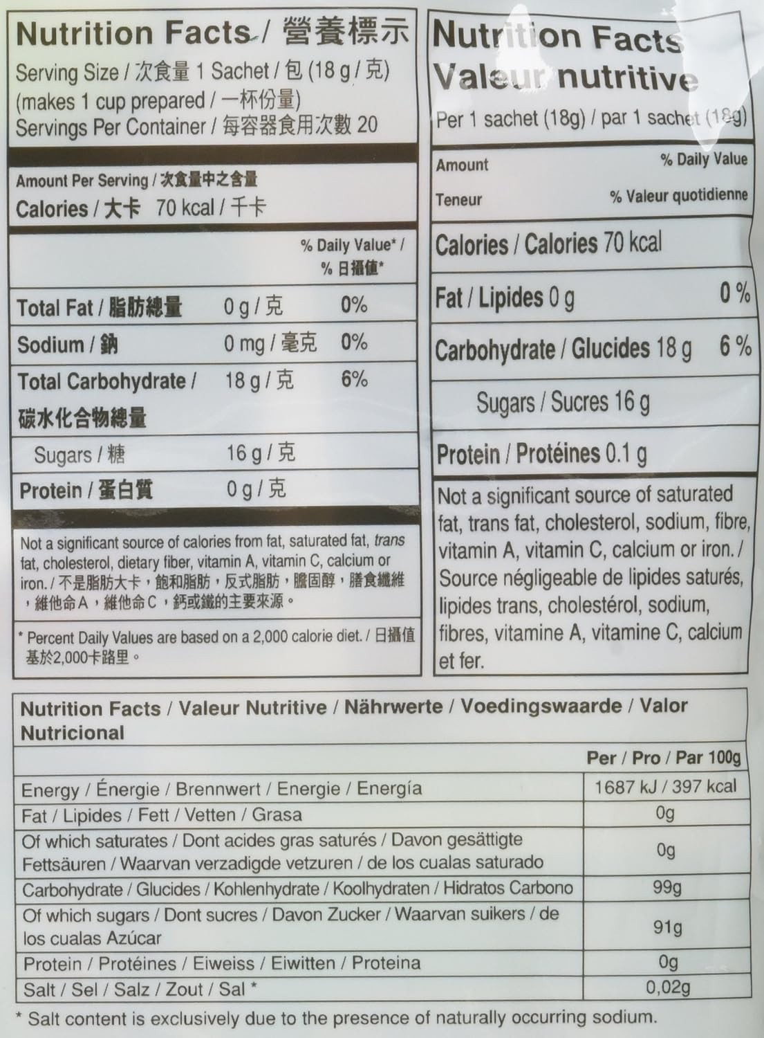 Ginger Drink 40 Sachets Packed in 2 Bags, 2.6 oz With Honey