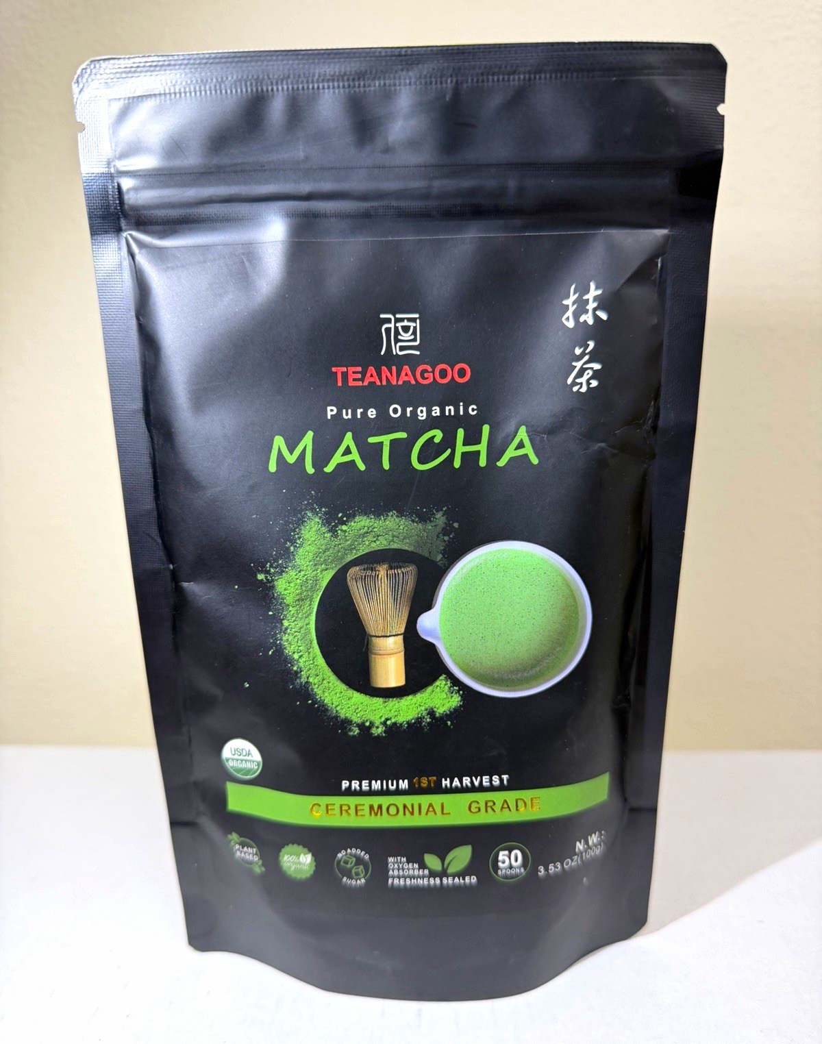 TEANAGOO Pure Organic Ceremonial Grade Matcha Powder 100g USDA Organic