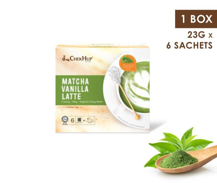 CHEK HUP| MICROGROUND MATCHA VANILLA LATTE | 23g X 6 SACHETS| MALAYSIA PRODUCT