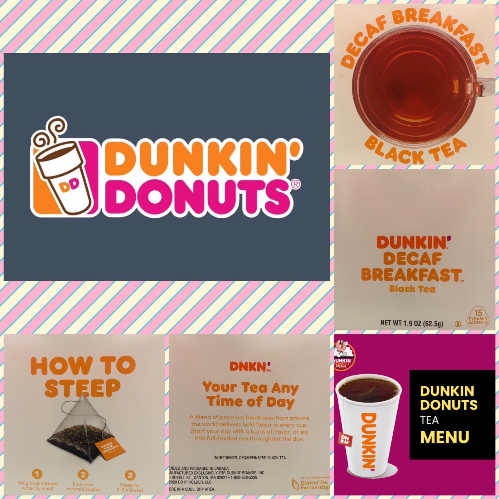 Dunkin Donuts Decaf Breakfast Black Tea With 15 tea bags Decaffeinated Black Tea