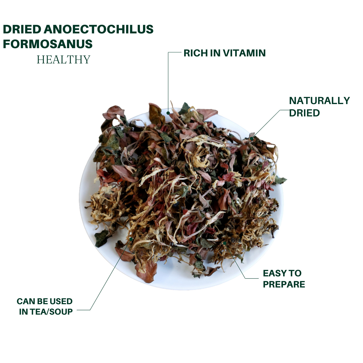 Dried Anoectochilus formosanus 50g Golden Thread Orchid herbal tea 九龍堂 金线莲 养生茶