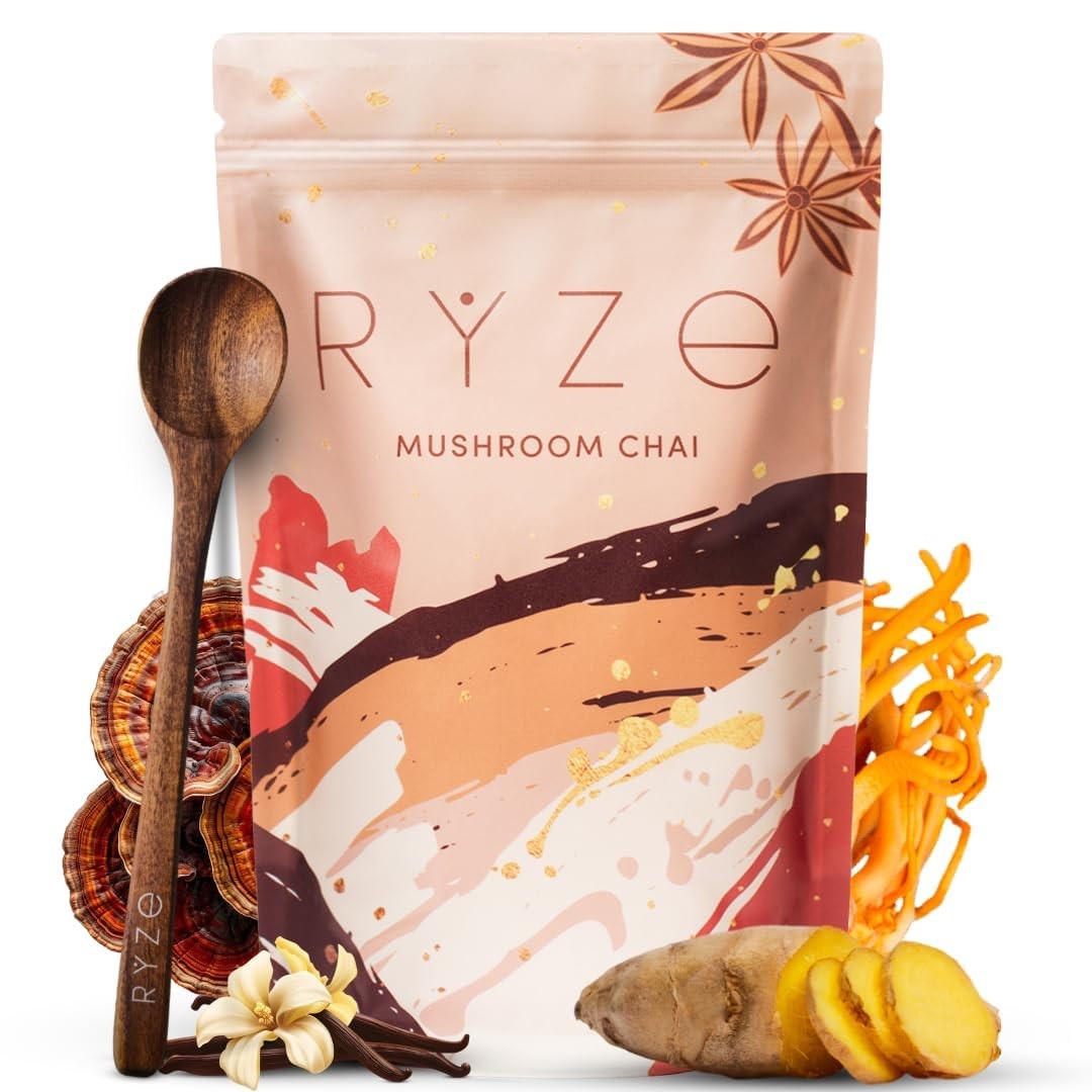 RŸZE Mushroom Chai With 6 Adaptogenic Mushrooms Beverage Powder (2 Pack)