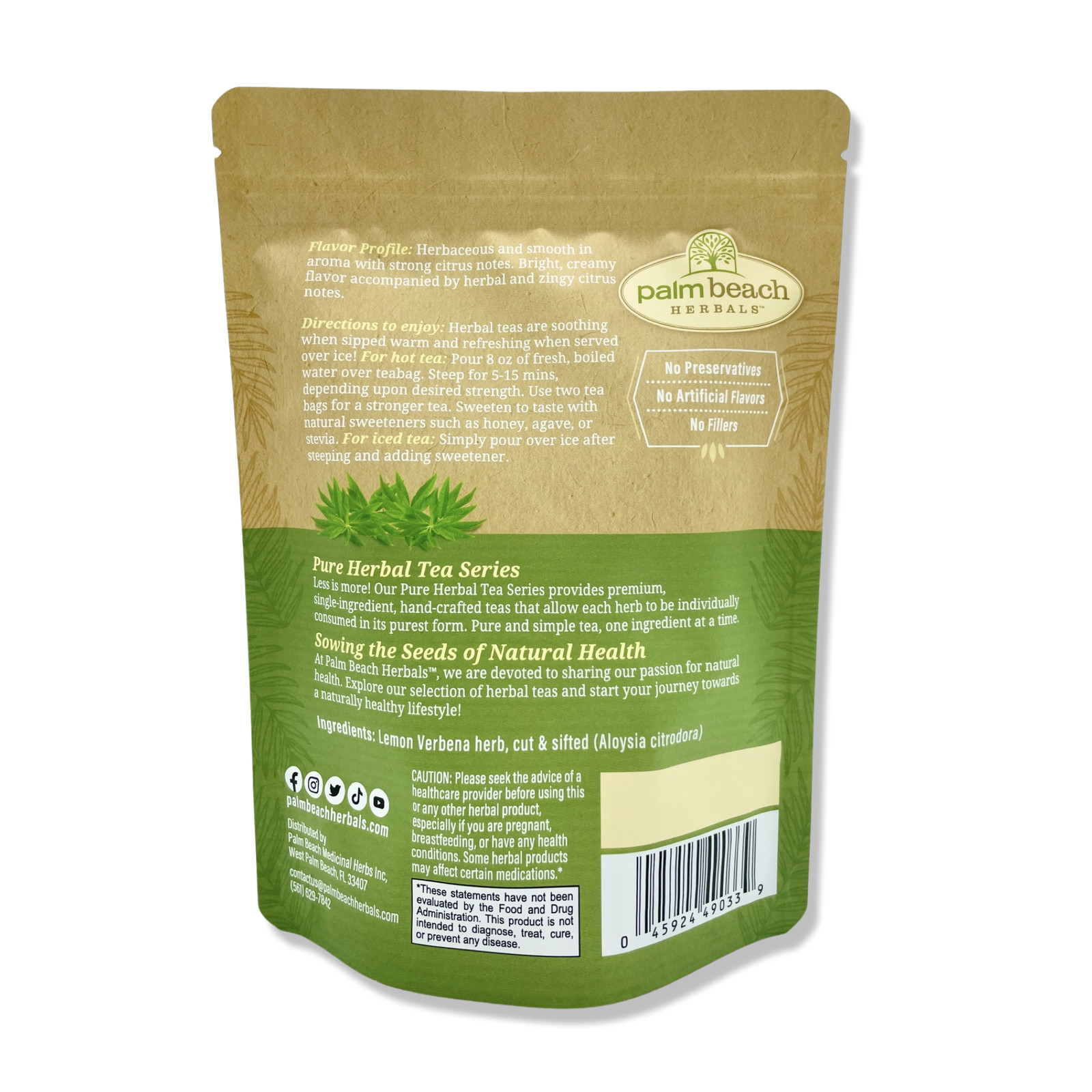 Lemon Verbena Tea by Palm Beach Herbals | 30ct, Caffeine-Free