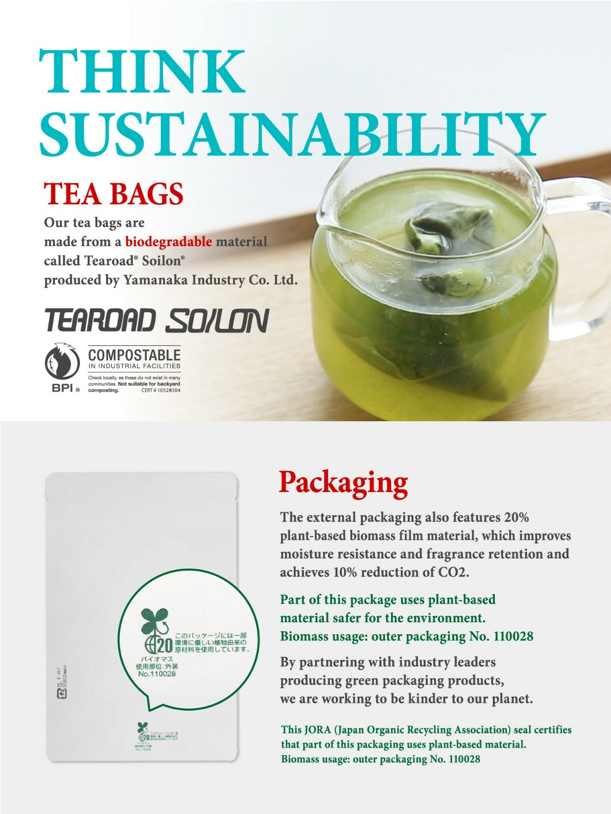 Organic Premium Matcha Infused Green Tea Bags | 25 count | Sustainable Tea Bags