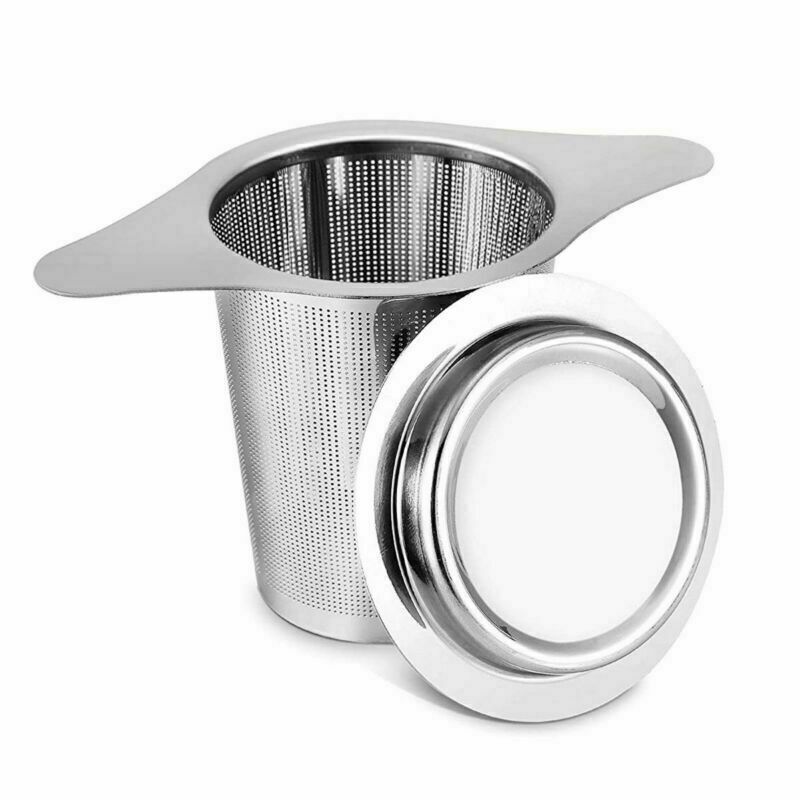 1-2pcs Tea Infuser Mesh Loose Leaf Herb Strainer Stainless Steel Filter W/Lid