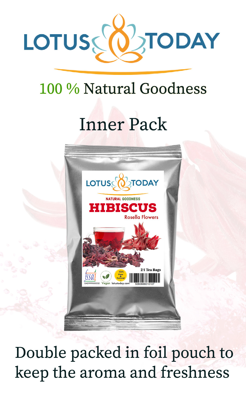 Organic Hibiscus tea, Dried Hibiscus Flowers – 20 Tea Bags, Relax Herbal tea