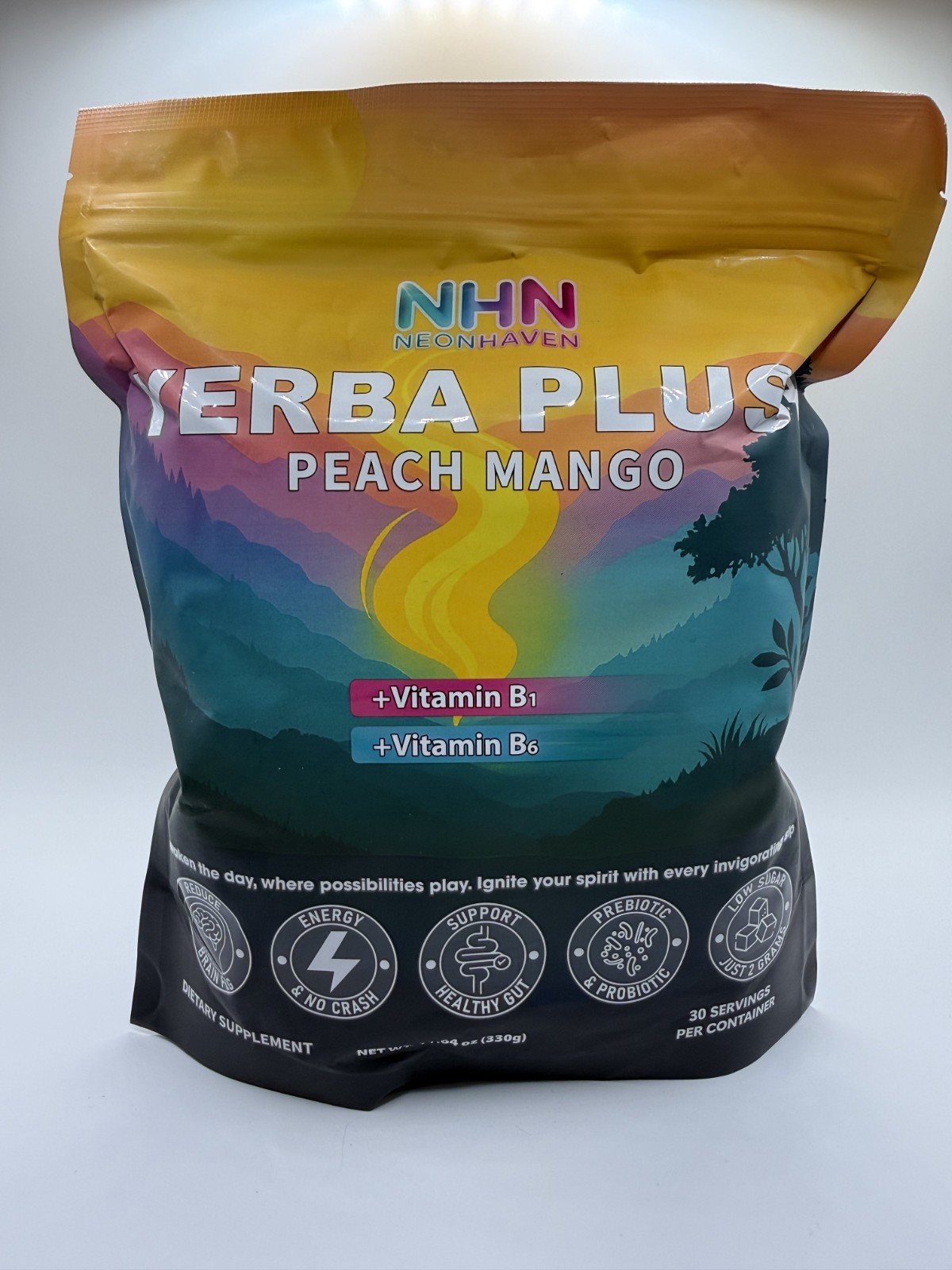 NHN NeonHaven Yerba Plus Peach Mango + Vitamin B1 & B6 30 Servings 330g – New
