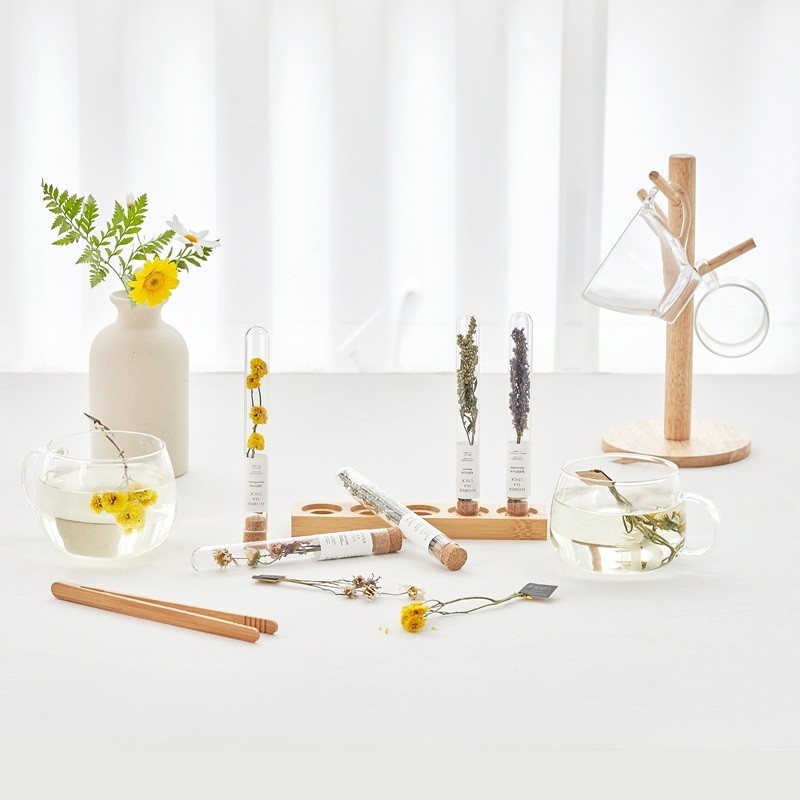 Kkokdam Flower Tea Gift Set with Wood Tray Herbal Tea Sampler