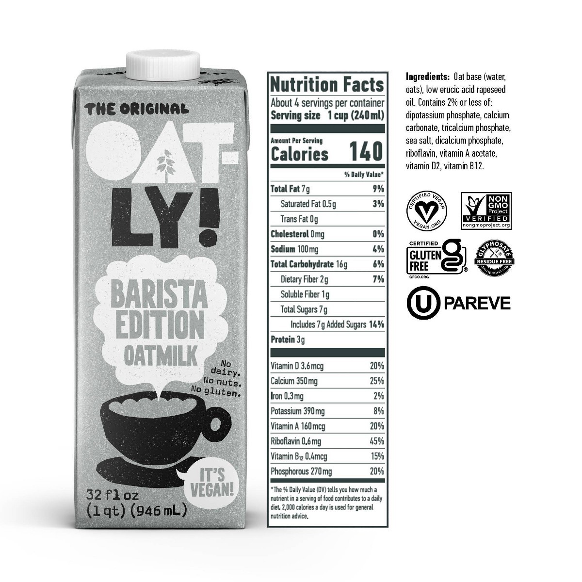 Jade Leaf Matcha 5.3oz Matcha Latte Mix + Oatly Barista Shelf Stable 32 fl oz