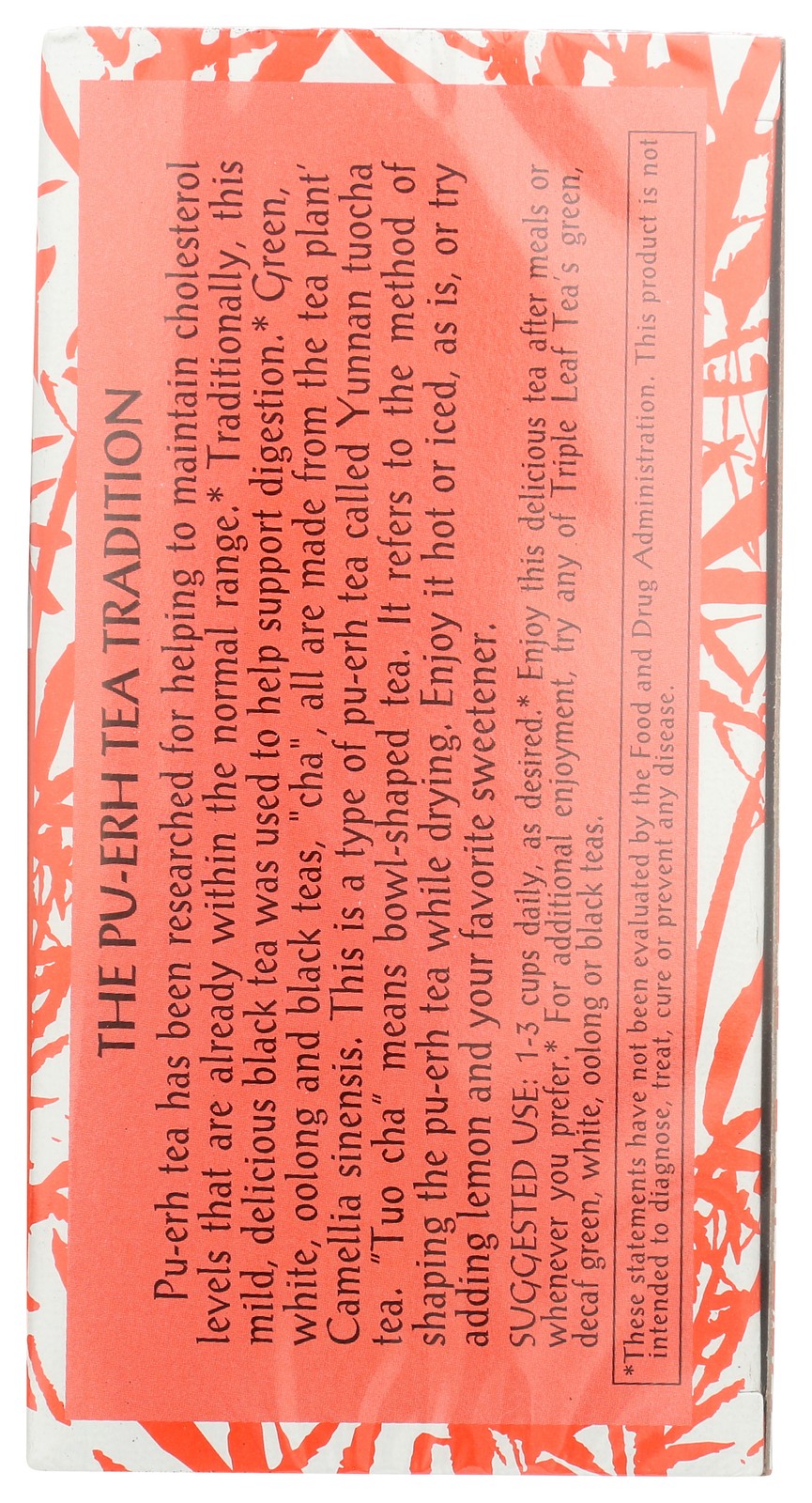 Triple Leaf Tea Cholesterid Pu-Erh Herbal By 20 Bags Black 3 Pack