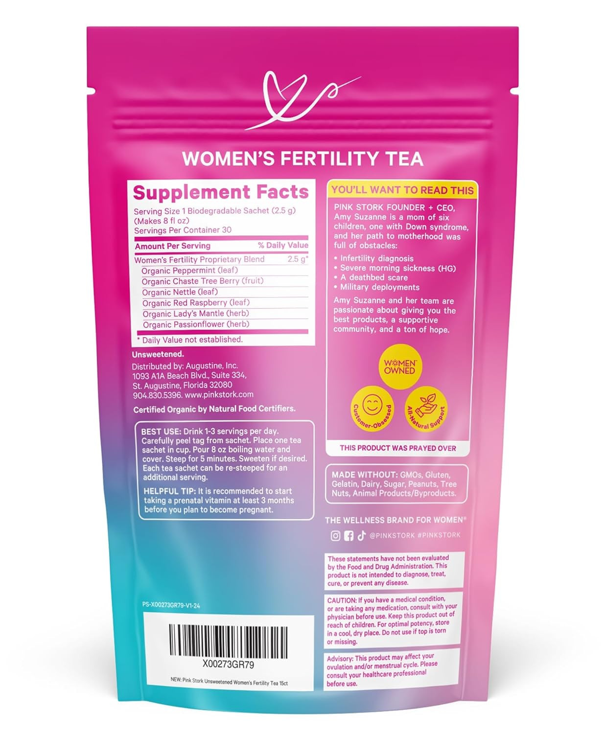 Organic Fertility Tea Women Herbal Blend Natural Support Tea Bag Hormone Support