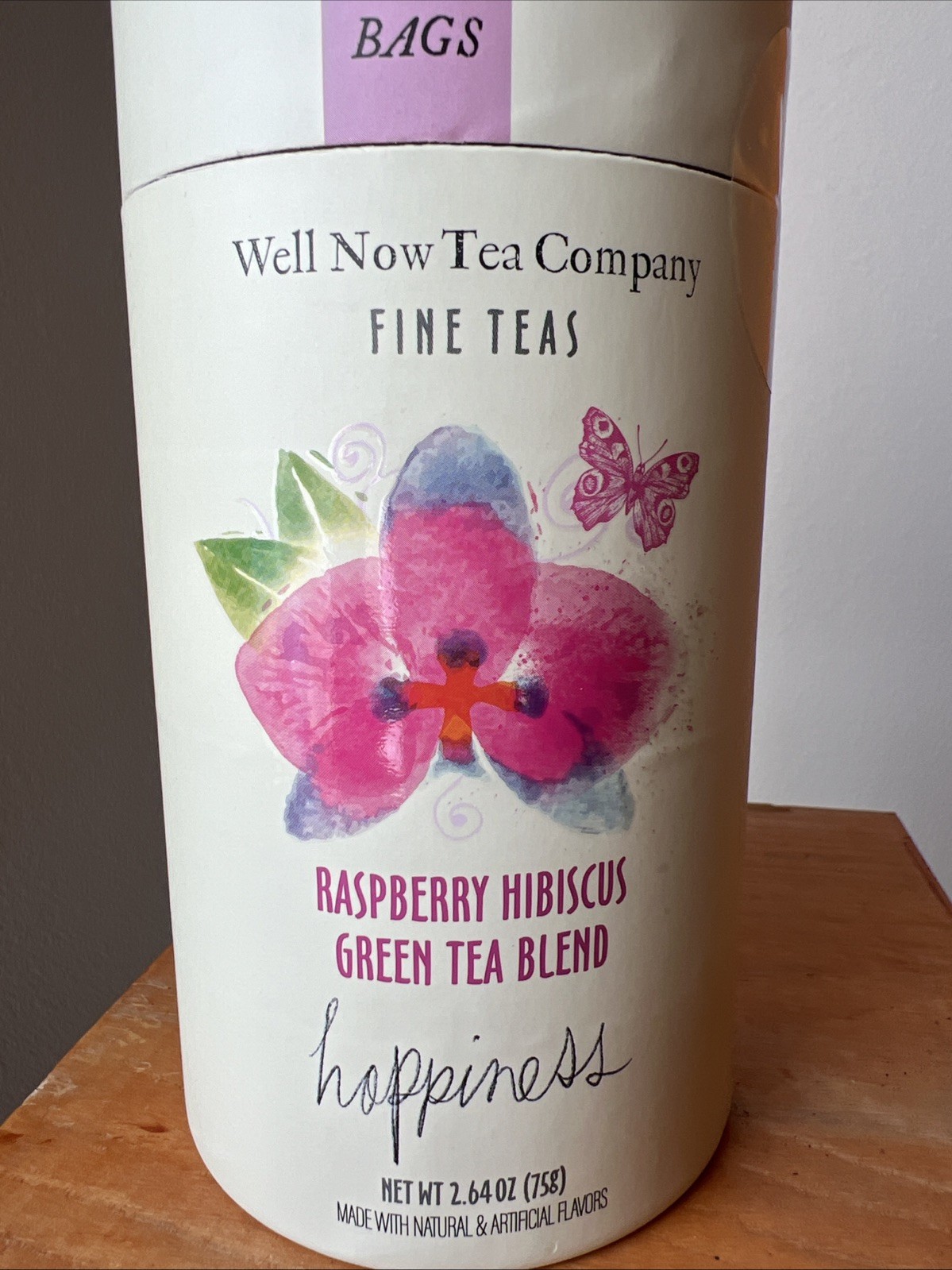 FINE TEAS RASPBERRY HIBISCUS GREEN TEA BLEND 50 Bags by WELL NOW 2.64OZ