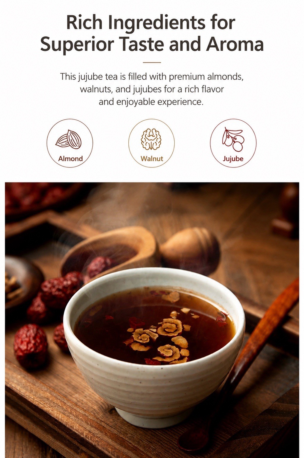 Damtuh Korean Jujube Tea Plus 50 Sticks Premium Red Date Tea Almond Walnut