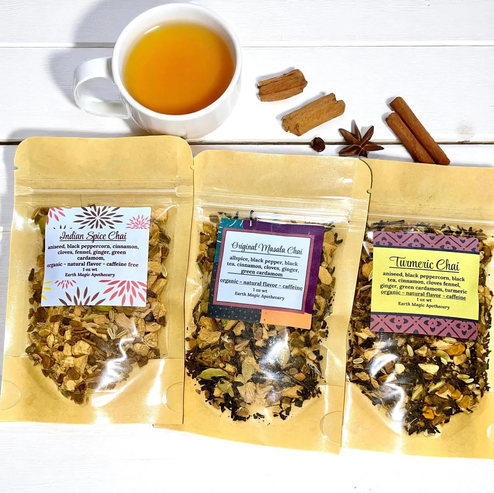 6 Sampler Gift Chai Pack Tea Infuser Organic Spice Chai Blends Masala Handmade
