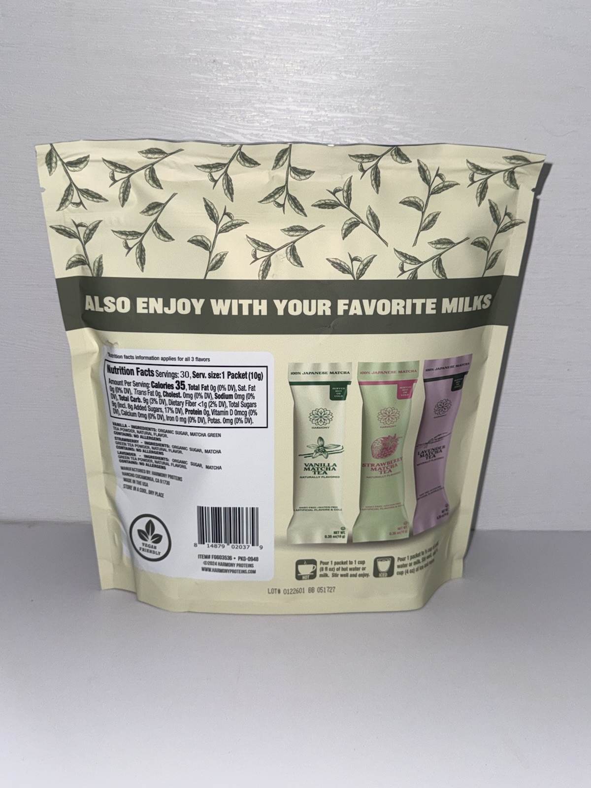 Matcha Variety Pack Lavender Strawberry Vanilla 30 Sticks Organic Japanese
