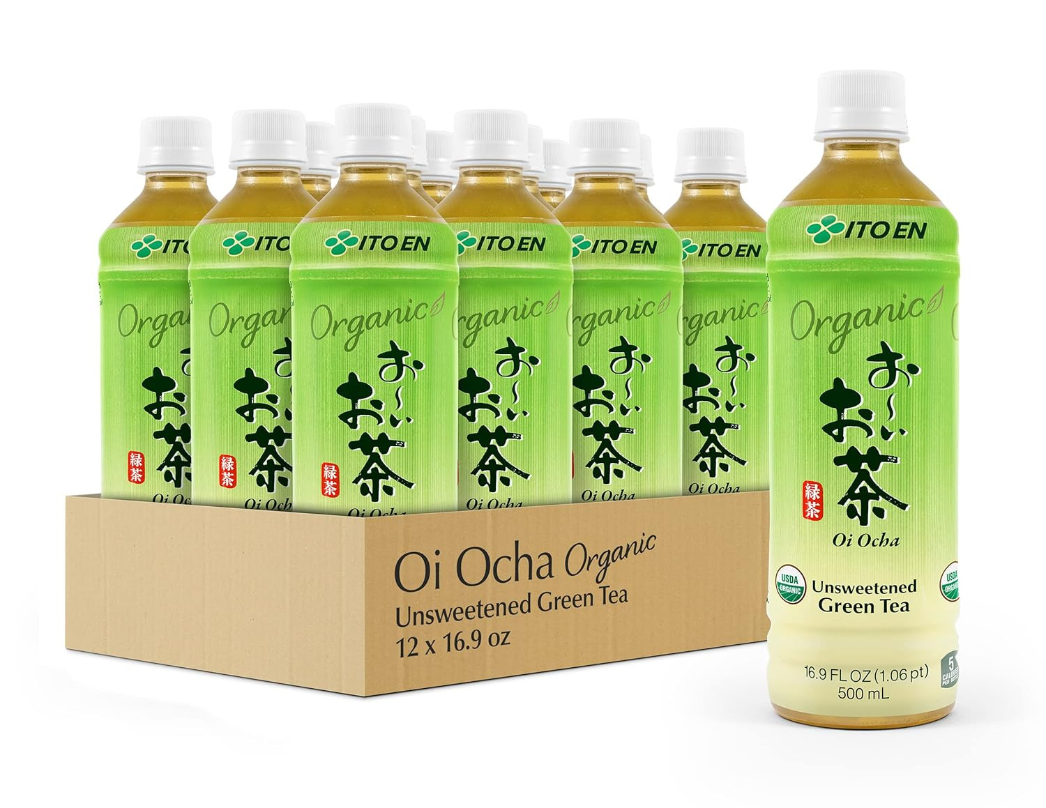 Organic Oi Ocha Unsweetened Green Tea, 16.9 Ounce (Pack of 12), Zero Calories