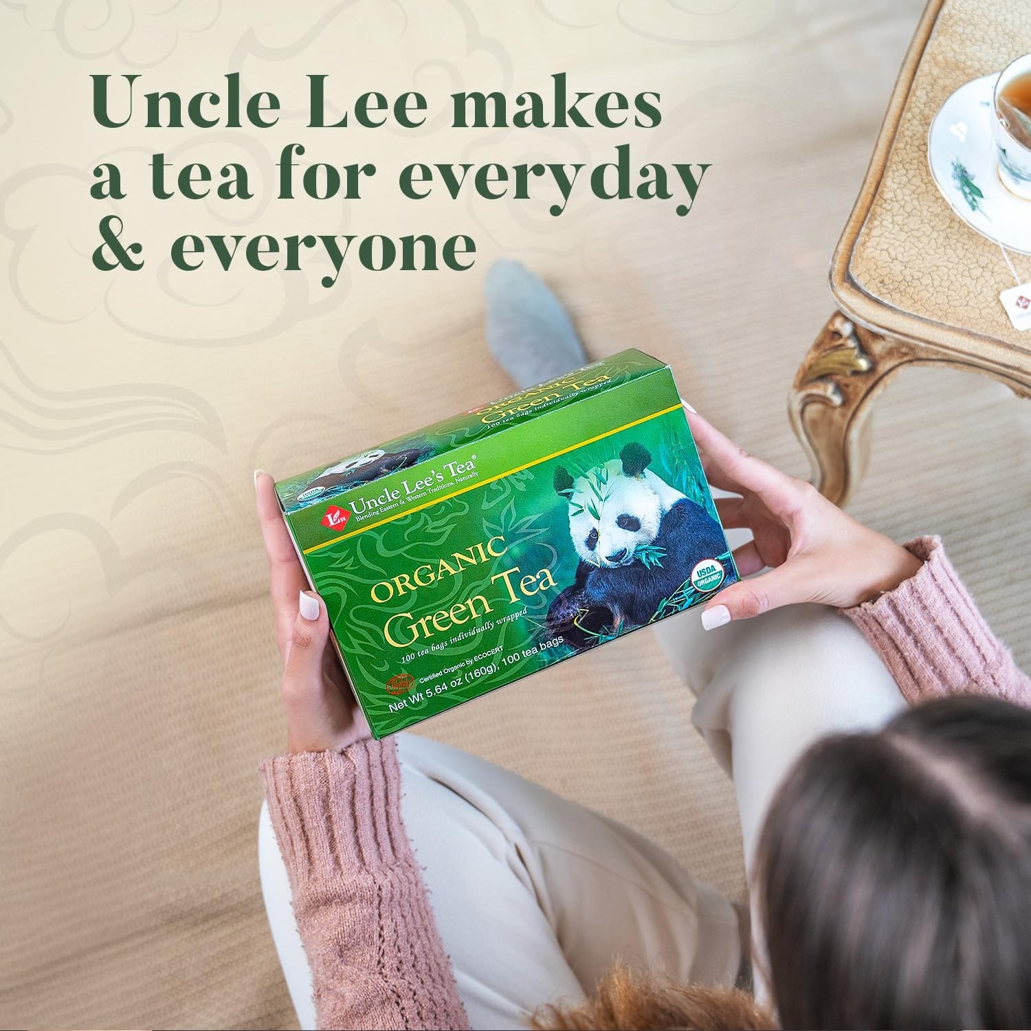 Organic Green Tea Bags 2-Pack, 106-Count – Refreshing, Lightly Caffeinated Bulk
