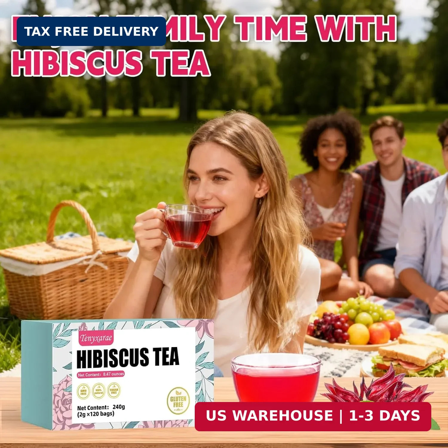 Hibiscus Tea Bags-120 Tea Bags (2g/Bag), Made from 100% Natural Hibiscus | Antio