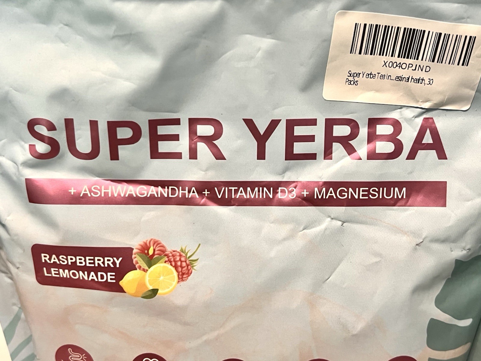 Super Yerba Raspberry Lemonade Tea Drink Mix Packets -30 count– Lot of 4
