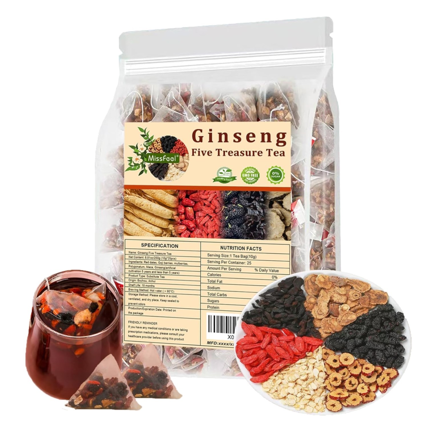 Ginseng Five Treasures Tea – Liver & Kidney Support