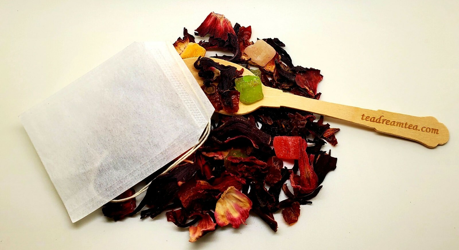 Tasty Hibiscus Fruit Tea, Rosehip, Dried Fruits (Free Wooden Spoon & 5 Tea Bags)