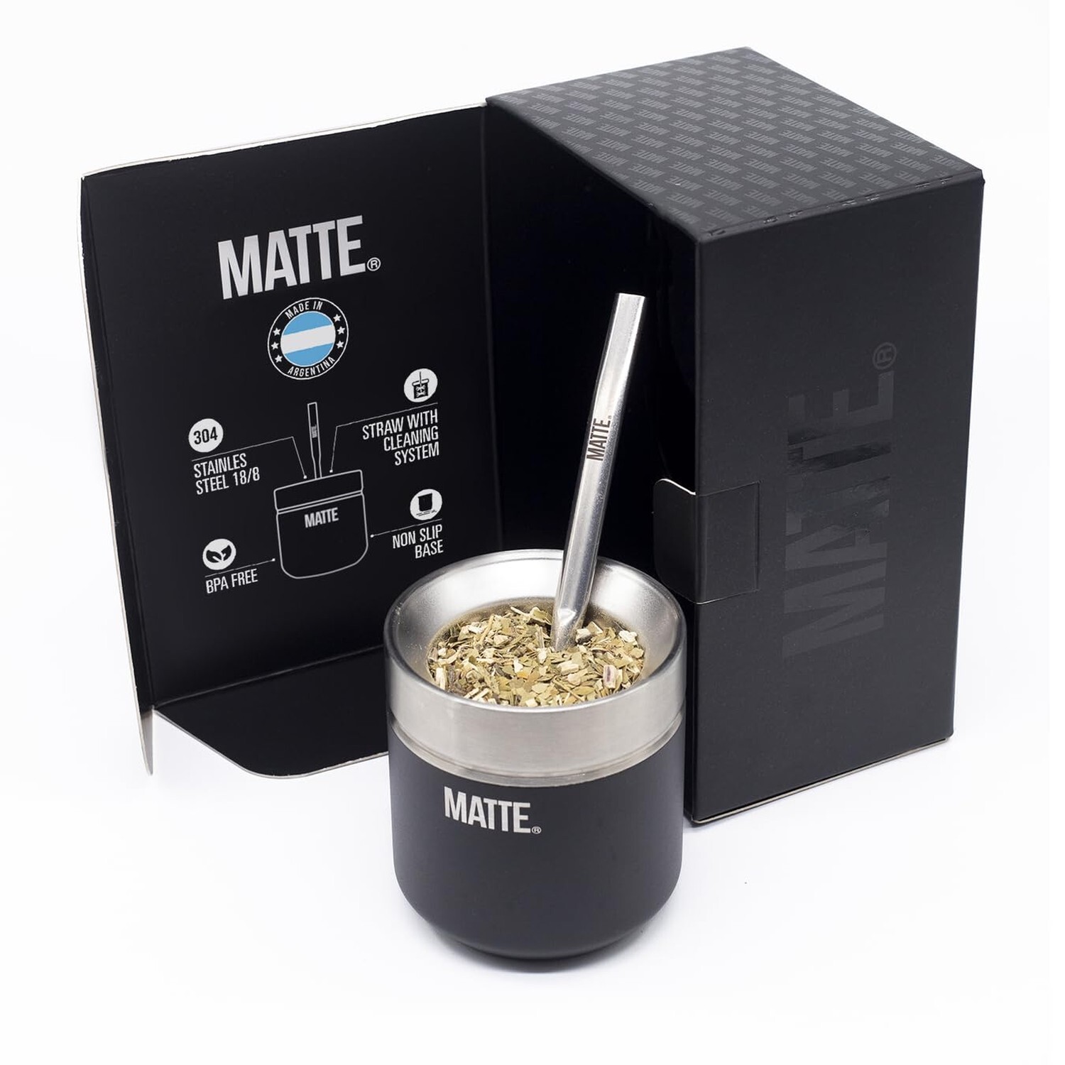 Matte 6.5 oz Yerba Mate Gourd and Bombilla Set – Includes DS Pro Box – BPA Fr…