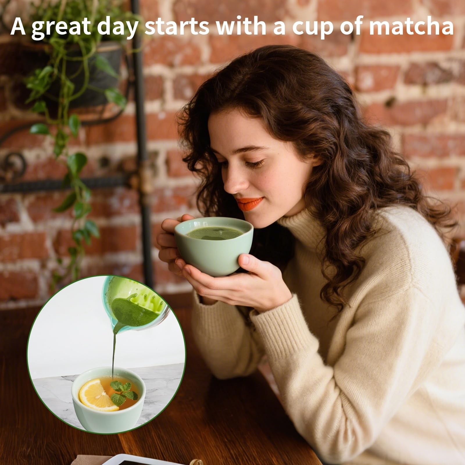 12 Pcs Matcha Whisk Set – Matcha Set Includes Ceramics Matcha Bowl and Cup, M…