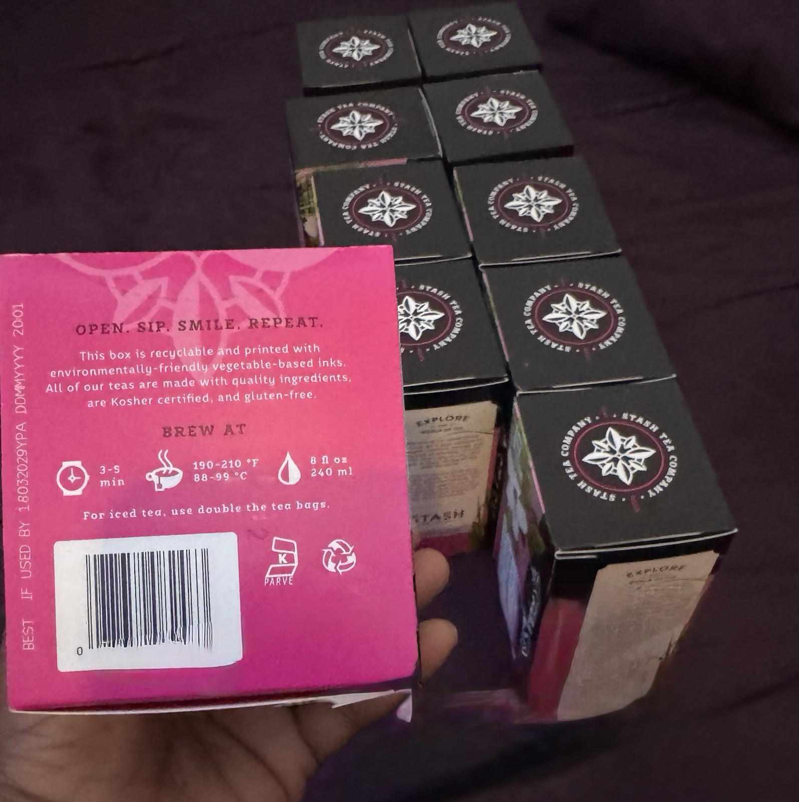 Stash Tea Wild Raspberry Hibiscus Herbal Tea Caffeine Free 20 Bags