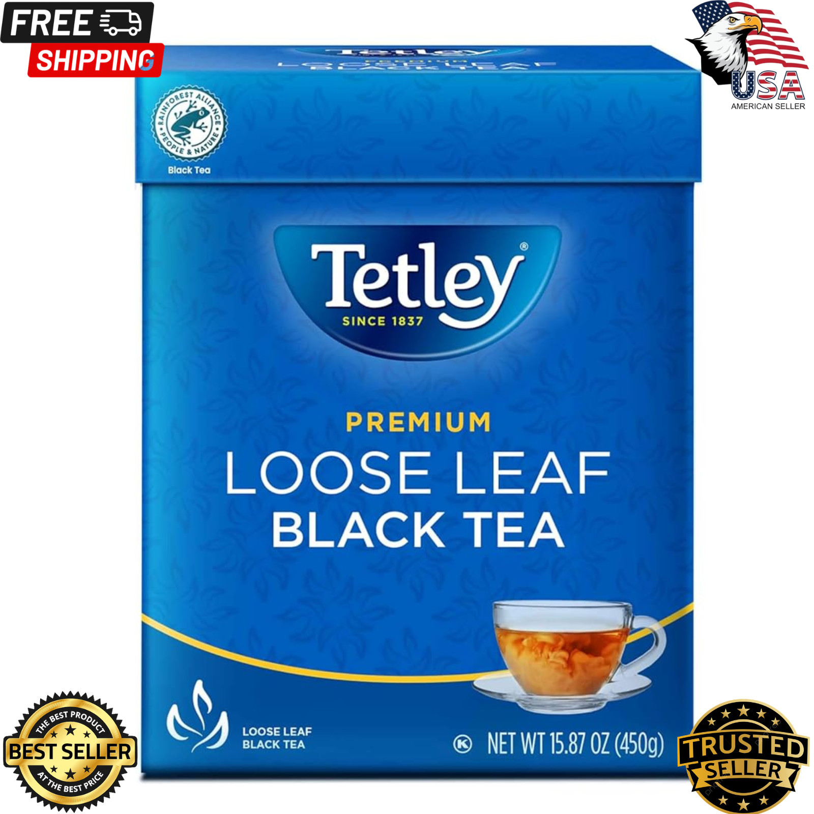 Tetley Loose Leaf Premium Black Tea (450 gm – 15.87 oz) Free Shipping