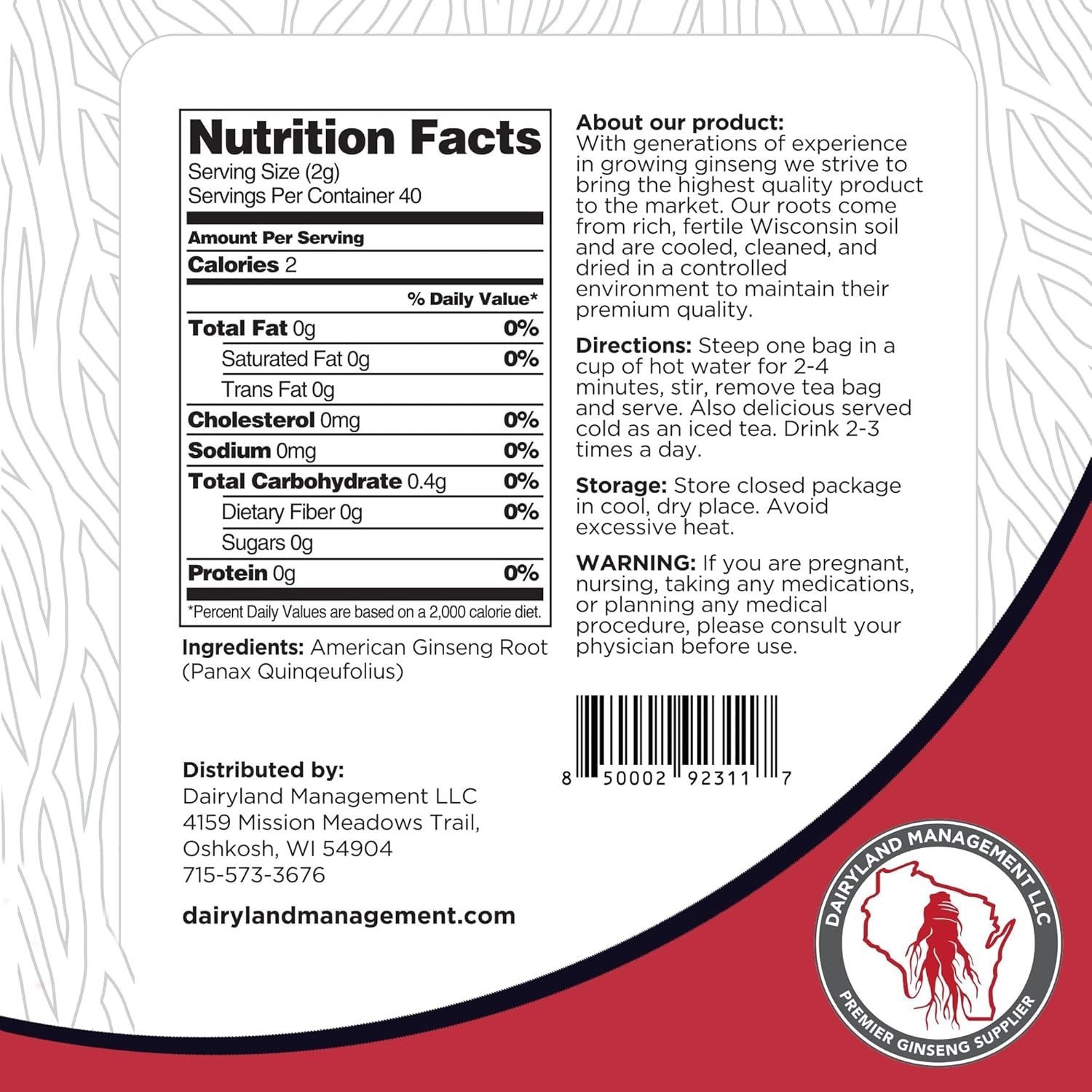 Authentic American Ginseng Tea Bags – 40 Count